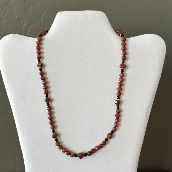 Goldstone Bead and Czech Glass 18” Necklace with Toggle Clasp - Picture 6 of 6